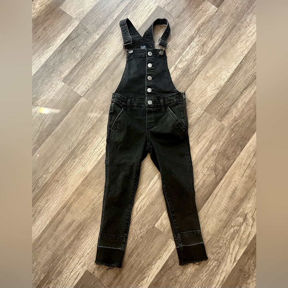 Girls Black Gap Denim Overalls